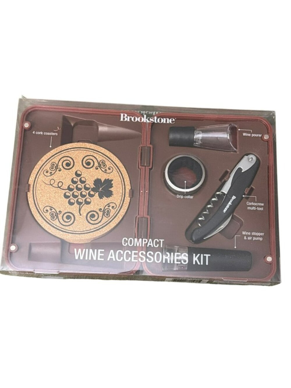 Brookstone Compact Wine Accessories Kit New